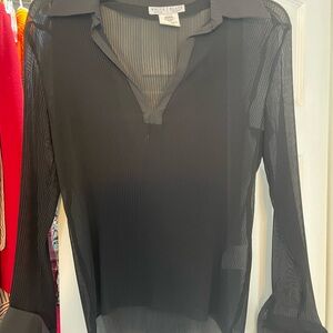 White House Black Market Sheer Black Blouse